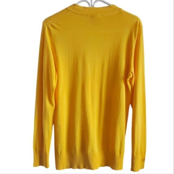 Tory Burch Yellow Simone Cotton Button up Cardigan Size M - Picture 2 of 8